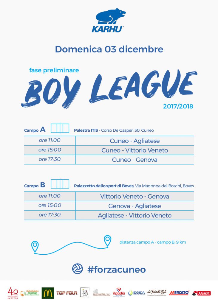 Boy league Under 1, Cuneo ospita il turno preliminare